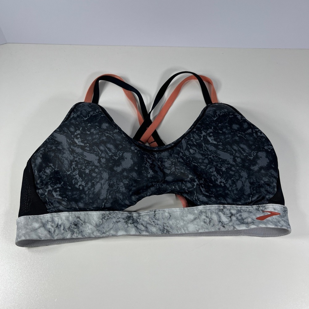 Brooks Dare Crisscross Run Bra Marble Black Gray Low‎ Impact Size Large
